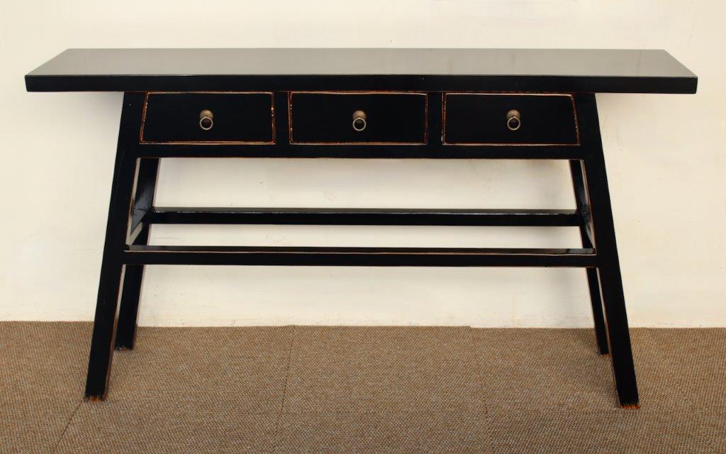 BLACK 3 DRAWER CONSOLE  83X150X35CM